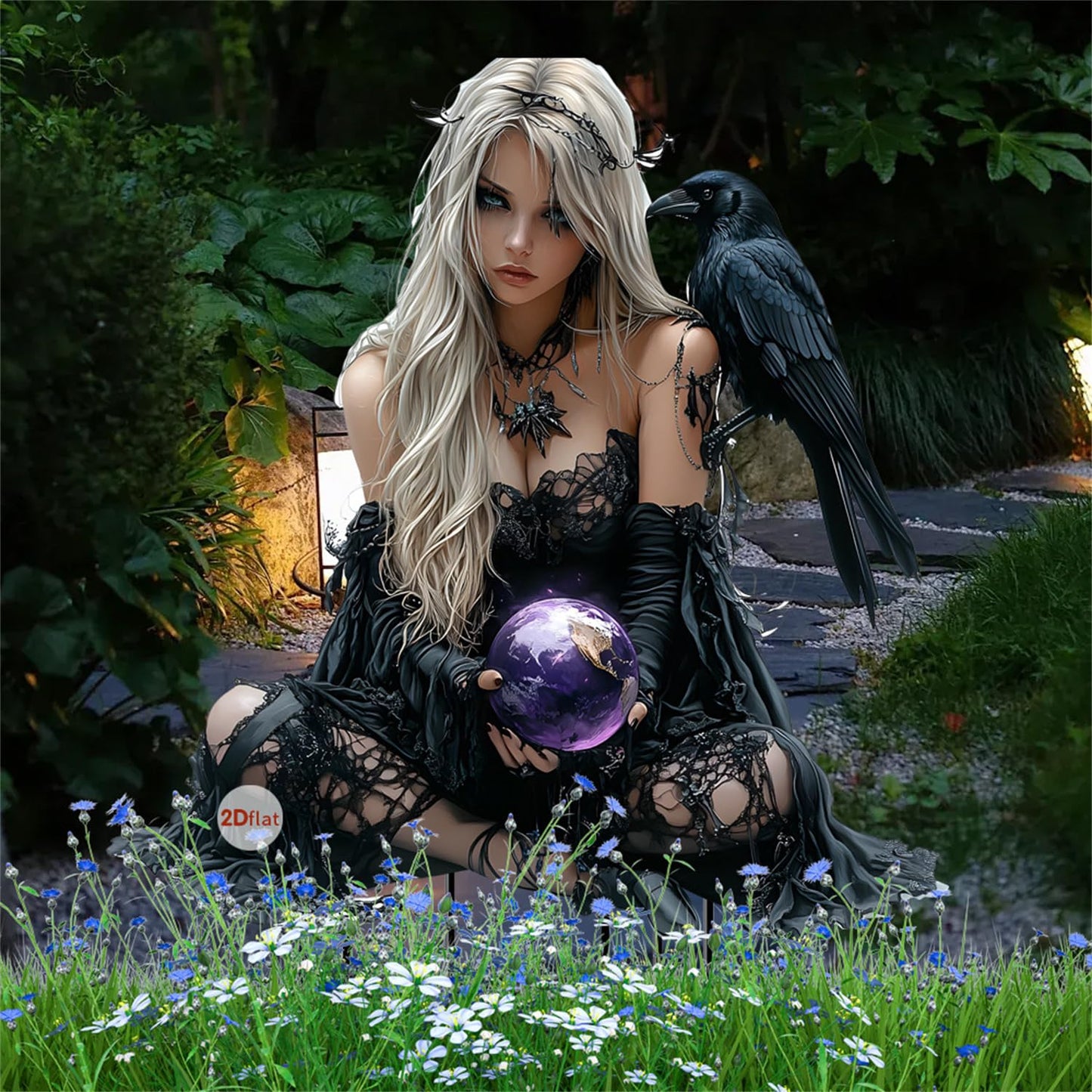 WGKOMEGE Garden Stake Decor, Halloween Dark Style Acrylic 2D Garden Fairy Decoration, Fairy Garden Accessories for Outdoor Indoor Yard Lawn Pot Plants (Black)