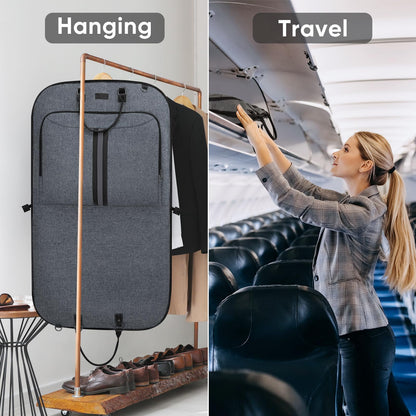 BALEINE Travel Garment Bag, Travel Suit Bag for Men, Water Resistant Carry on Garment Bag for Hanging Clothes, Garment Duffel Bag for Travel Business (Grey)