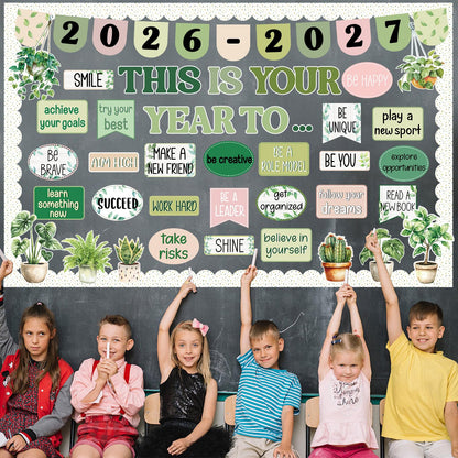 This is Your Year Bulletin Board Decorations Welcome Back to School Bulletin Board Sets Inspirational Poster Positive Affirmations Wall Decor for Teacher School Office Chalkboard Wall Door Decor