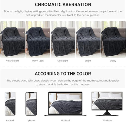 BOURINA Chenille Throw Blanket for Couch Sofa Chair Bed Home Decoration, Soft Warm Cozy Blanket for All Season（50" x 60", Grey）
