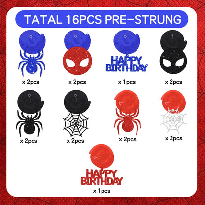 BEISHIDA Spider Birthday Hanging Swirl Decorations Pre-Strung Hero Theme Party Decorations Kids Spider Birthday Baby Shower Decor Supplies