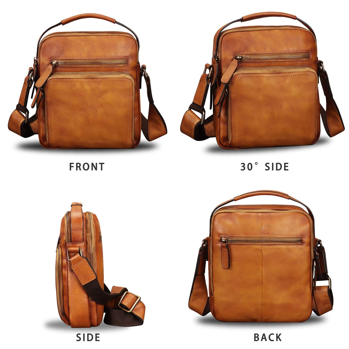 IVTG Genuine Leather Messenger Bag for Men Small Purse Crossbody Shoulder Bags Satchel for Work Business (Brown)