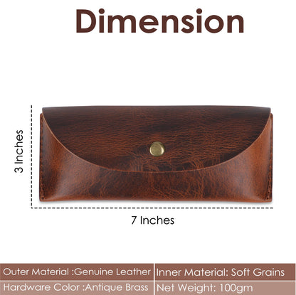 TheAntiq Leather Sunglasses Case Vintage Eyeglass Holder Handcrafted Soft Reading Glasses Pouch with Belt Loop Flexible and Slim Case for Men & Women