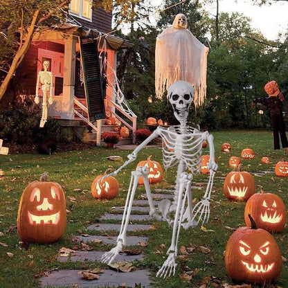 LaLamona 5.9ft/180cm Posable Halloween Skeleton, Life Size Skeleton Bones with Movable Joints for Halloween Graveyard Haunted House Spooky Scene Decor, 1pc