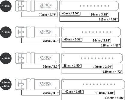 BARTON WATCH BANDS Quick Release Top Grain Leather Watch Band Strap, Black Leather/Orange Stitching (Black Buckle), 20mm