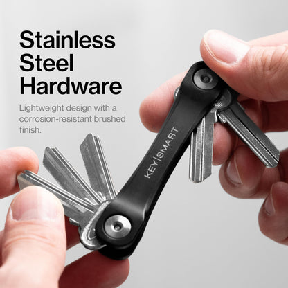 KeySmart Original Key Holder - Compact Key Organizer for Key Chain, Minimalist Clutter-Free EDC Keychains Key Ring, Black, 8 Keys