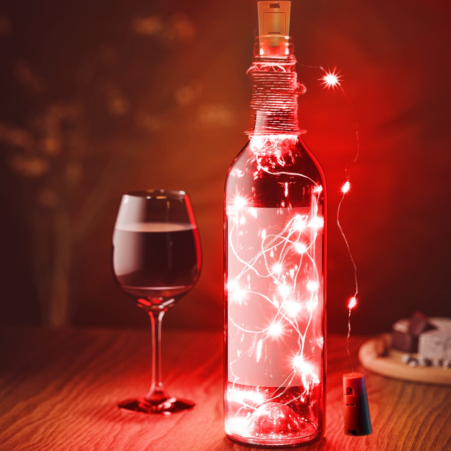 SmilingTown 12 Packs 20 LED Wine Bottle Lights with Cork - Red Fairy String Lights Battery Operated Cork Lights for Wine Liquor Bottle,Jar,Vase,Christmas,Birthday,Wedding Halloween Party Table Decor