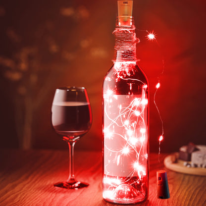 SmilingTown 12 Packs 20 LED Wine Bottle Lights with Cork - Red Fairy String Lights Battery Operated Cork Lights for Wine Liquor Bottle,Jar,Vase,Christmas,Birthday,Wedding Halloween Party Table Decor