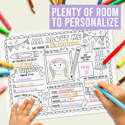 Hadley Designs All About Me Posters for Classroom Must Haves - 20 Star Student Poster, 100 Days of School Items, Star of The Week Poster Elementary Classroom Decor, End of School Year Teacher Supplies