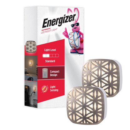 Energizer LED Rotating Night Lights Plug Into Wall Dusk to Dawn Sensor Home Decor Apartment Essentials Ambient Lighting Nightlight 40293 2 Pack