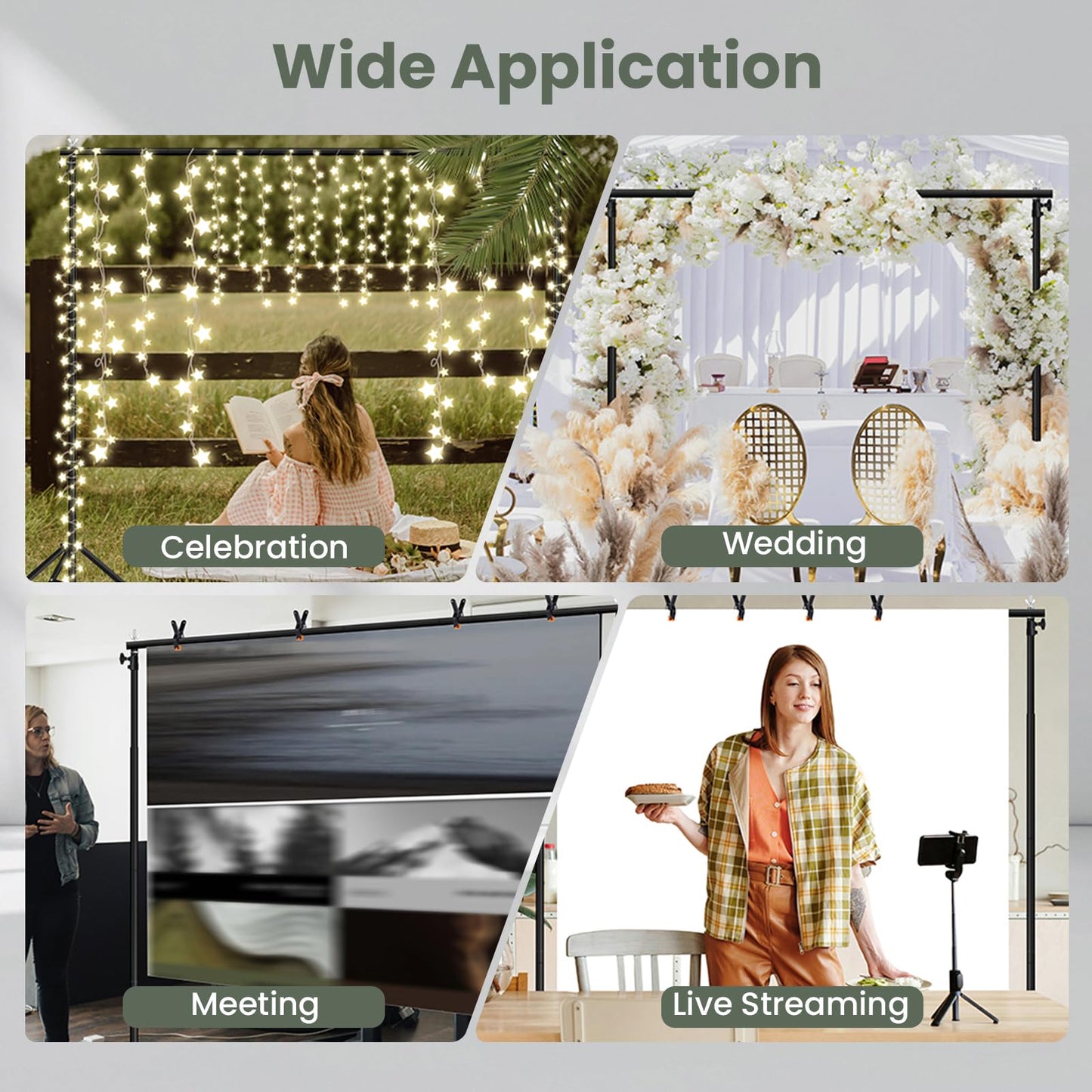 10x7 ft Backdrop Stand, Maxztill Adjustable Photo Studio Background Stand Support Kit, Banner Stand for Parties Wedding Photography Decoration with Carrying Bag