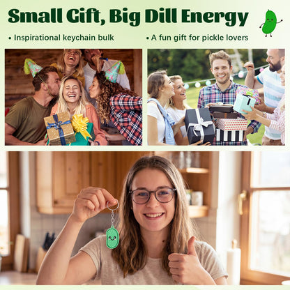Gerrii 24 Sets Green Cucumber 3D Fidget Keychains with Inspirational Cards Bulk 3D Press Stress Relief Sensory Keychain Gifts Employee Appreciation Positive Gifts for Coworkers Teacher