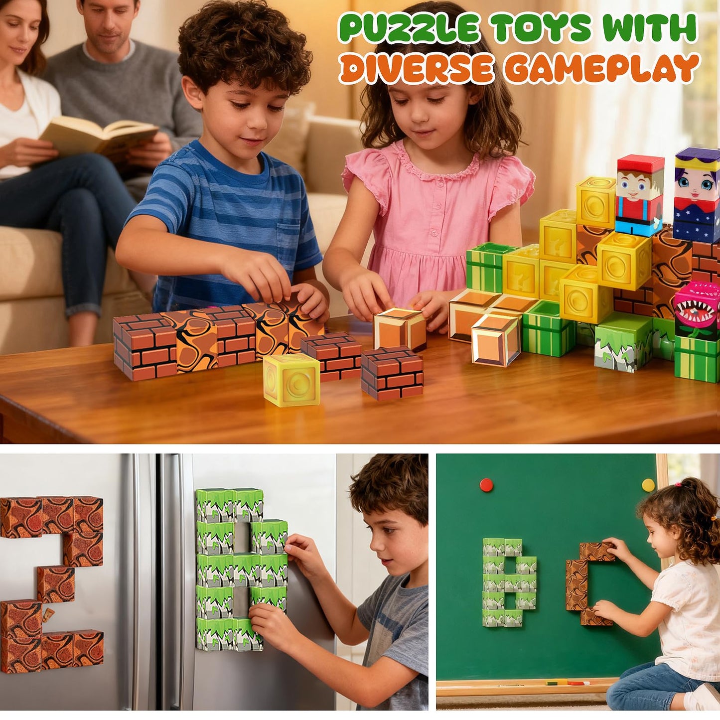 Ufilni Magnetic Blocks, 40pcs Building Blocks with Storage Case, Toddler Toys Magnetic Tiles, Learning Toys for 3 Year Old, Building Blocks Boys and Girls Kids Ages 4-8