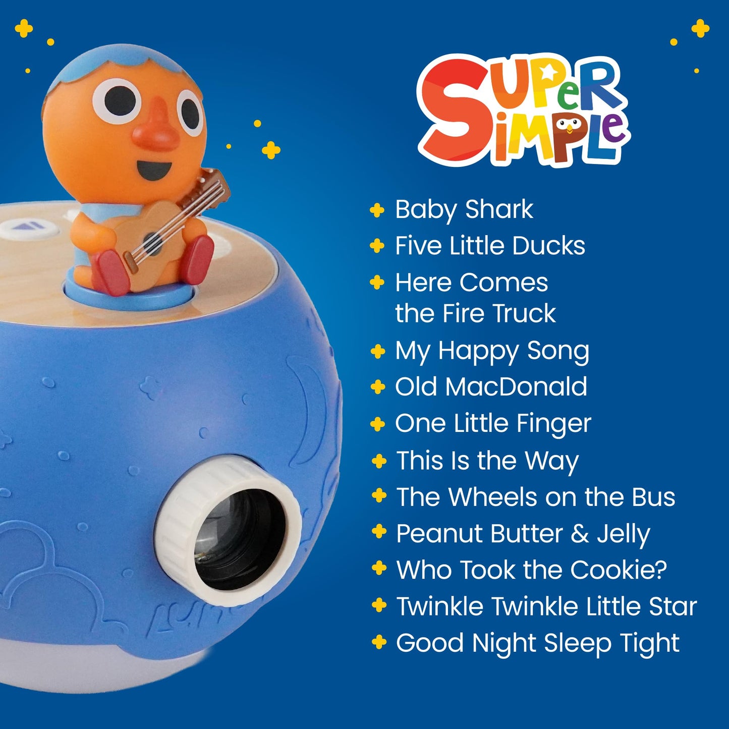 LUNA STORYTIME Kids Book Projector - Owl & Super Simple Noodle Bundle | 5 Read-Aloud Stories & 17 Songs | Story Projector, Night Light & Music Player | Screen-Free Educational Toy for Kids Ages 3+