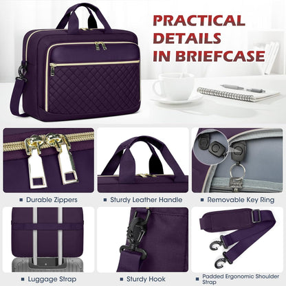 NEWHEY Laptop Bag 17.3 Inch Laptop Briefcase for Women Men Waterproof Shoulder Messenger Bag Large Computer Bag for Business Office Work College, Purple