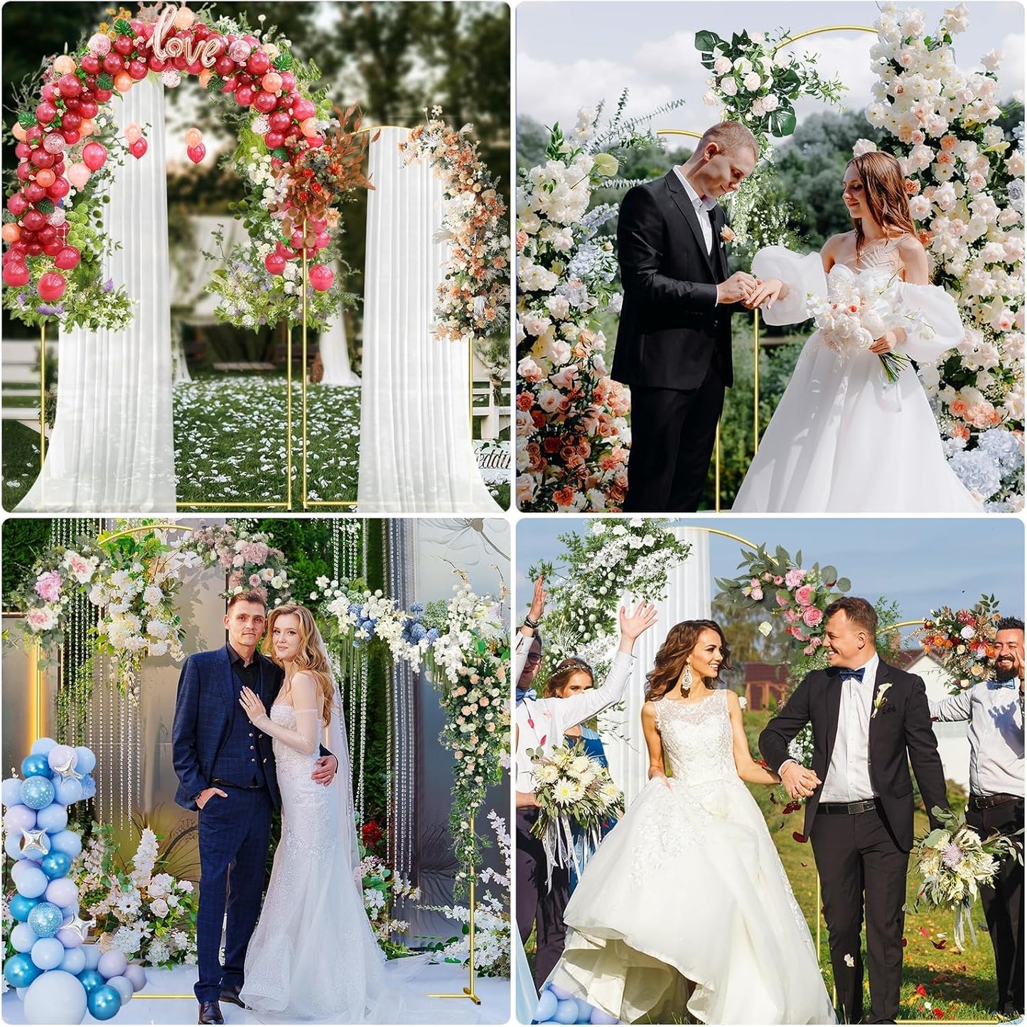 DOYXC Metal Arch Backdrop Stand, 7.2FT+6FT Wedding Arch Frame, Balloon Arch Backdrop Stand Set of 2, Gold Wedding Arch Backdrop Stand for Wedding Birthday Party Baby Shower Graduation Ceremony Decor