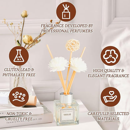 Reed Diffuser Set, 1.7 fl oz Scent Diffuser with Sticks, Osmanthus Scent for Bathroom Accessories Shelf Decor, Air Fresheners for Home, Home Fragrance Products, House Office Room Decor Aesthetic Gift