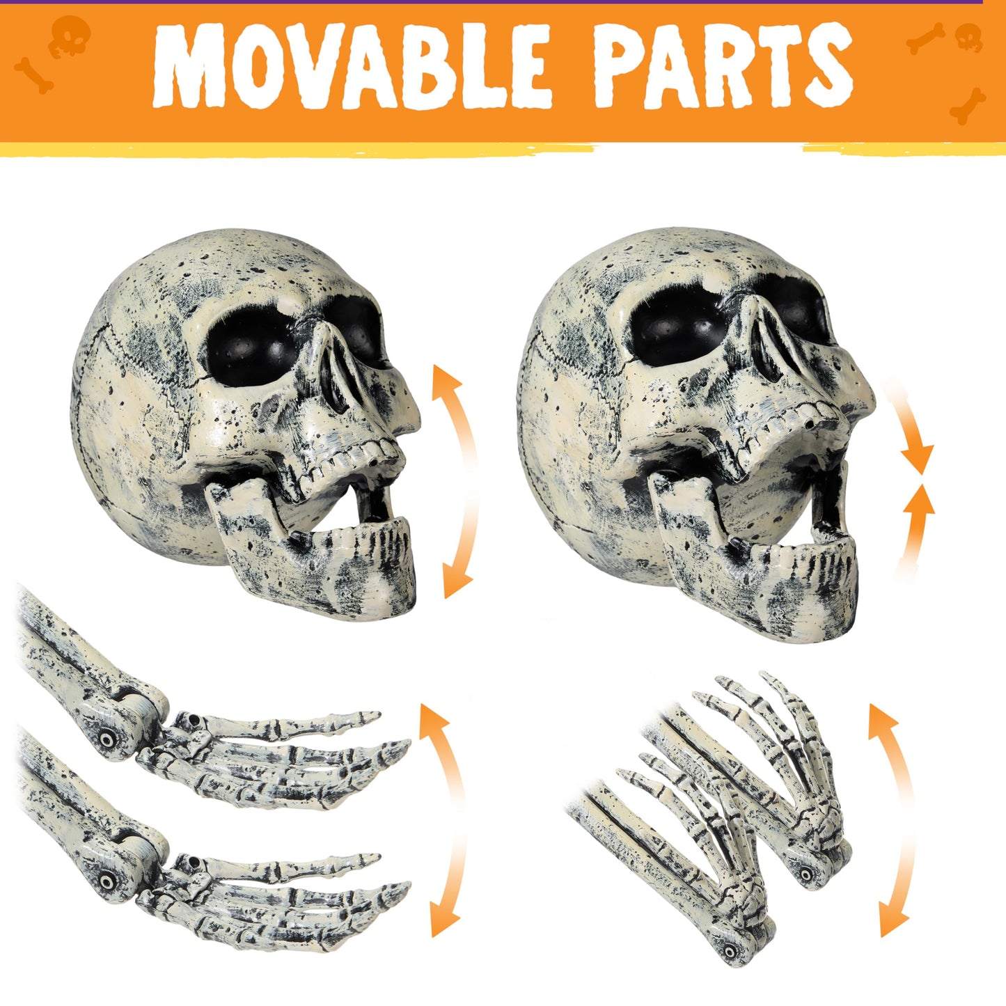 JOYIN 5 Pcs Halloween Skeleton Decorations Outdoor, Life Size Skeleton Yard Stakes, Groundbreaker Skulls Decor for Graveyard Yard Lawn Garden Ground Party Supplies