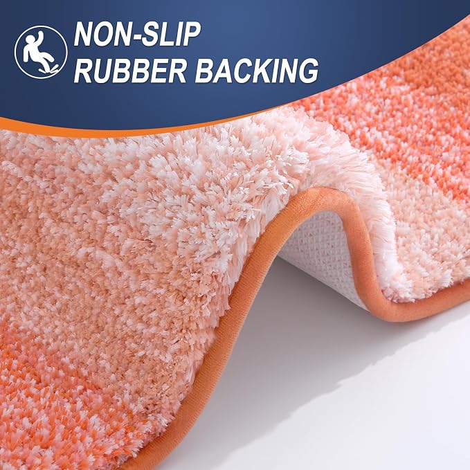 OLANLY Large Bathroom Rugs Mat 40x24, Extra Soft Absorbent Microfiber Bath Rugs, Rubber Backing, Quick Dry, Machine Washable Bath Mats for Bathroom Floor, Tub and Shower, Home Decor Accessories, Coral