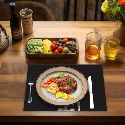 Placemats-Funny Skull Skeleton Linen Table Place Mats Set of 4 Non-Slip Heat Resistant Table Mats for Dining Kitchen Cabin Decor 12x18 Inch