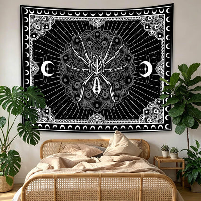 UHOMETAP Mandala Spider Wall Art - Bohemian Tapestry With Starry Sky and Moon Pattern for Living Room, Bedroom, Office - 80x60 Inches