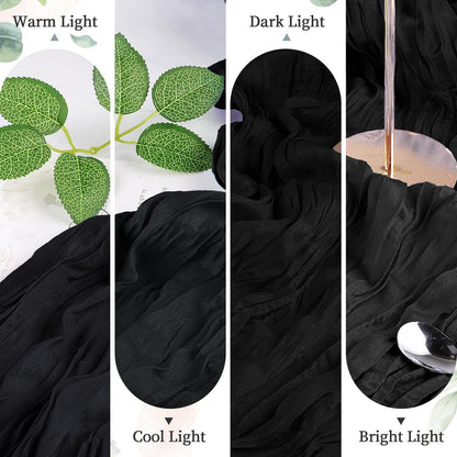 AGIRL 6 Pack Black Cheesecloth Table Runner 10FT Long Summer Boho Gauze Table Runner Rustic Sheer Runner for Halloween Wedding Baby Shower Birthday Party Table Decor Home Easter Decorations