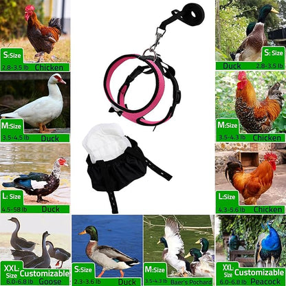 Adjustable Chicken Harness Diaper (5.4ft Leash) – Breathable & Washable Secure Training for Hens, Ducks & Chicks | Outdoor Walking & Discipline Solution (Months, Pink)