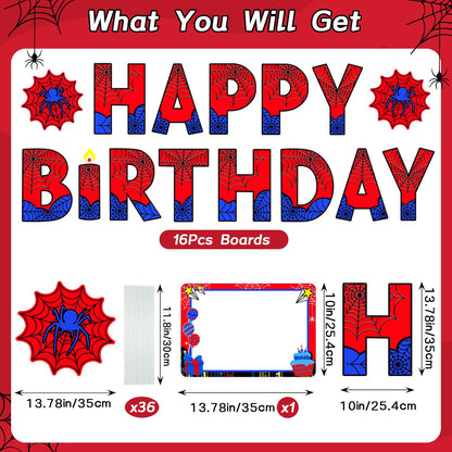 Aijoso Spider Happy Birthday Yard Signs with Stakes for Garden Outdoor Party Decorations