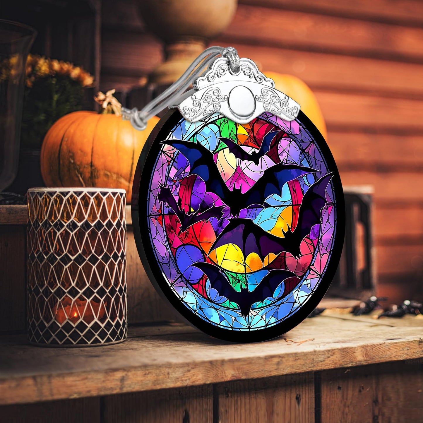 Jocidea Bat Hanging Ornament Glass Ornament - Christmas & Halloween Decoration - Keepsake Gift