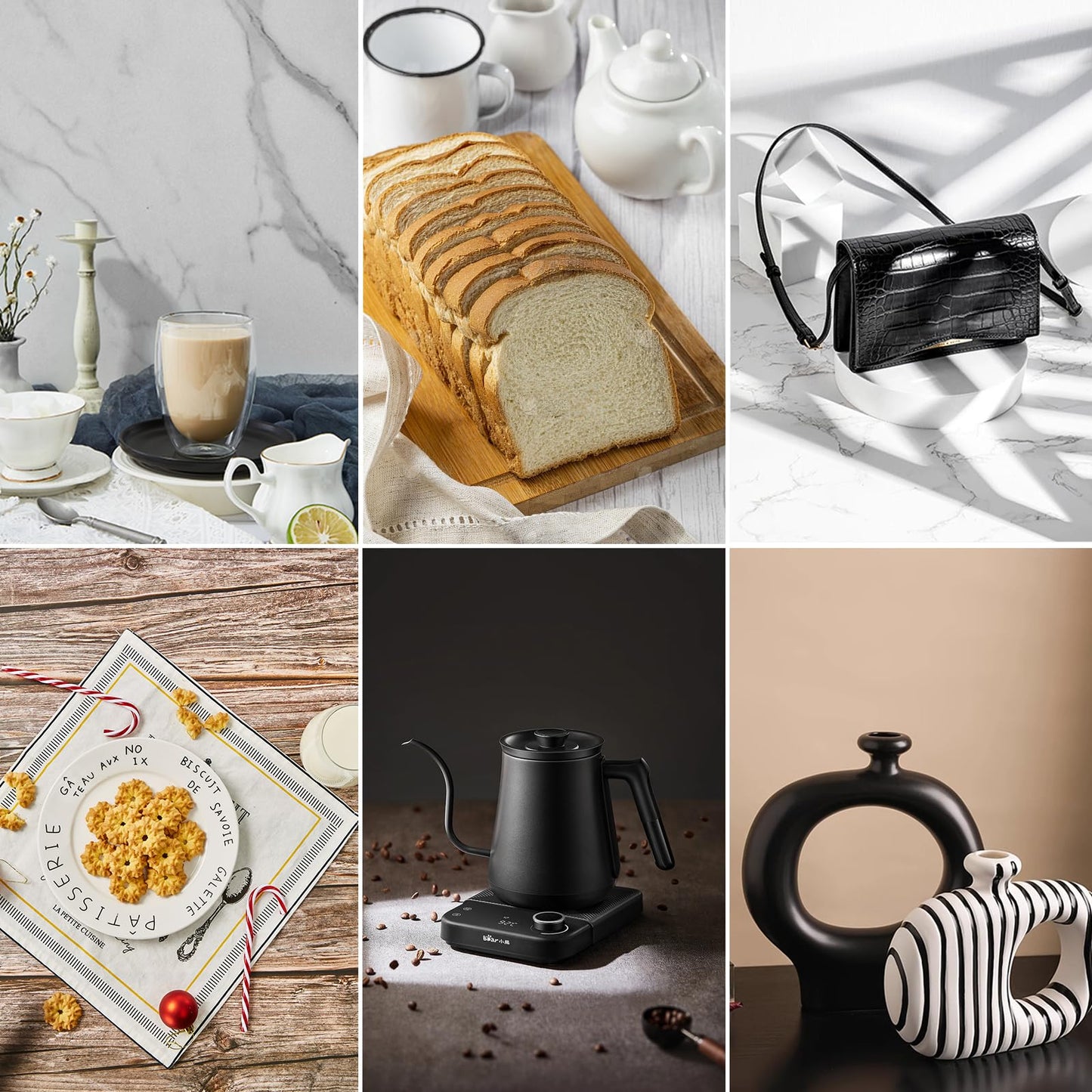 Yoocheese Photo Backdrop Kit, Double-Sided Paper Background with Stand, 22x34 Inch, 14 Colors, for Product Food Photography, Studio Tabletop Props
