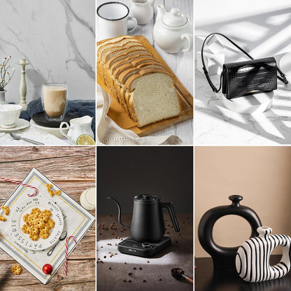 Yoocheese Photo Backdrop Kit, Double-Sided Paper Background with Stand, 22x34 Inch, 14 Colors, for Product Food Photography, Studio Tabletop Props