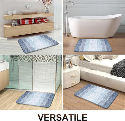OLANLY Bathroom Runner Rugs Mat 47x17, Extra Soft Absorbent Microfiber Bath Rugs, Rubber Backing, Quick Dry, Washable Long Bath Mats for Bathroom Floor, Tub and Shower, Home Decor Accessories, Blue