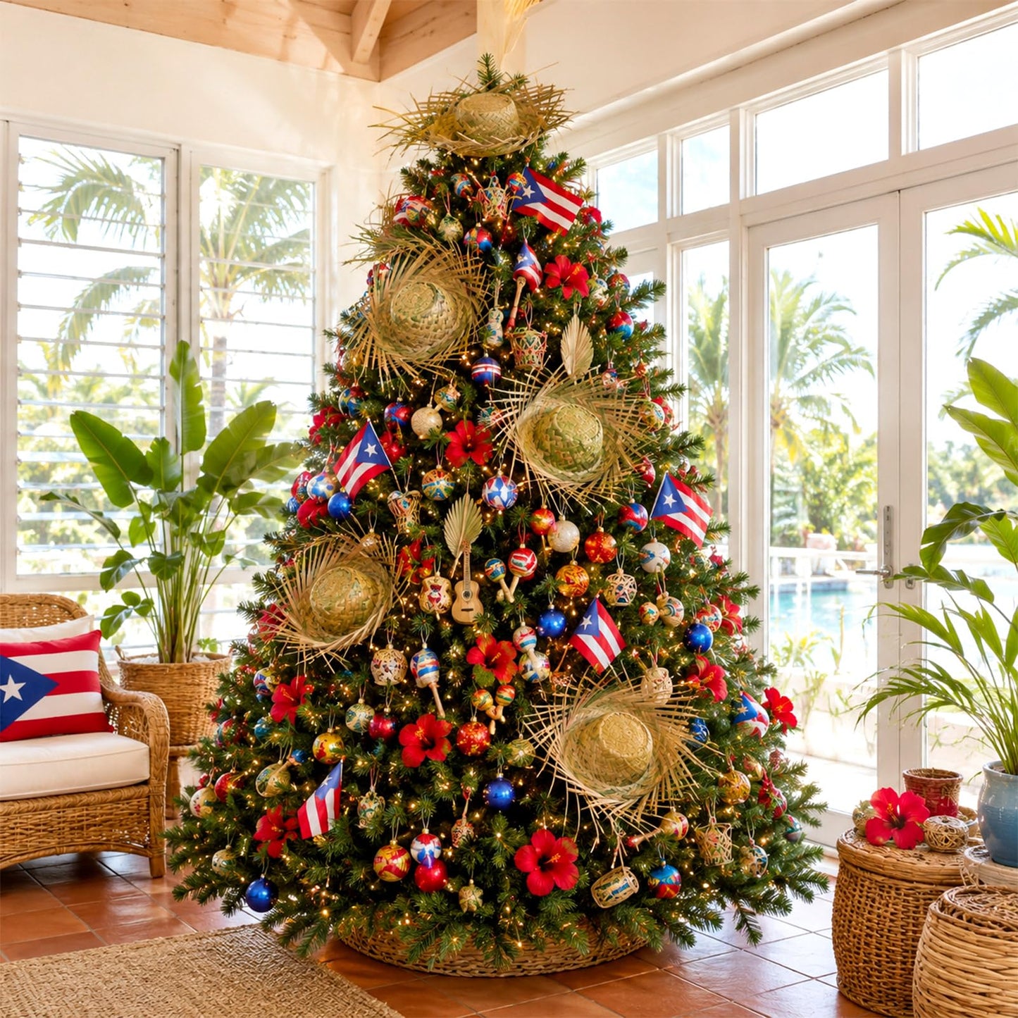 Gejoy Christmas Straw Hat Tree Topper Halloween Tree Topper Decorations, Fall Decoration for Holiday Autumn Festive Home Decoration Indoor Supplies Thanksgiving Country Holiday Accent