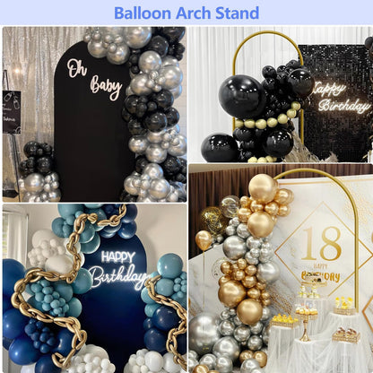 Metal Arch Backdrop Stand and Cover Set 7.2 ft, Wedding Arch Stand with Black Cover for Party, Birthday, Wedding, Bridal Shower, Baby Shower (Black, 7.2 ft)