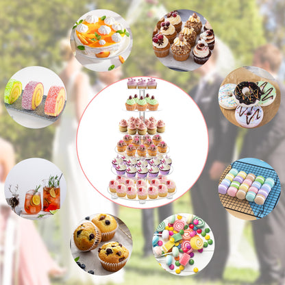 YestBuy Cupcake Stand, Acrylic Cupcake Tower Tree, 6 Tier Large Cupcake Holder for Pastry, Clear Cupcake Dispaly Stand with Base for Party, Wedding, Baby Shower