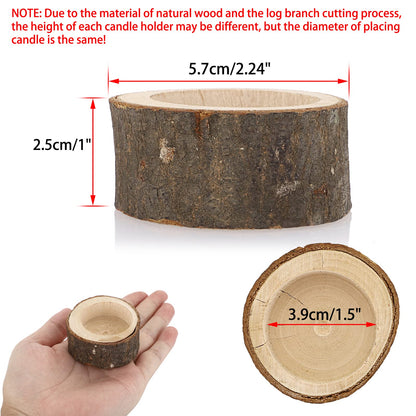 OwnMy Set of 24 Wooden Tea Light Candle Holders Votive Candle Holders, Rustic Wooden Pillar Candle Stands Vintage Wooden Tealight Holders Set Candle Centerpieces for Dining Table Wedding Party, 1" H