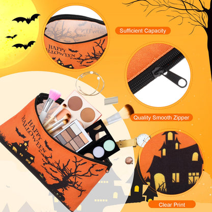 Mimorou 40 Pcs Halloween Party Favors Supplies 10 Sets Gifts Includes 24 oz Spider Skull Tumbler with Lid and Straw Cosmetic Bags Notepads Ballpoint Pens for Halloween Party Favors
