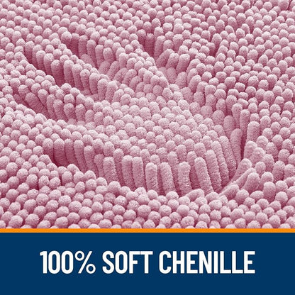 OLANLY Large Bathroom Rugs 40x24, Extra Soft Absorbent Chenille Bath Rugs, Rubber Backing Quick Dry, Machine Washable Bath Mats for Bathroom Floor, Tub and Shower, Home Decor Accessories, Dusty Rose