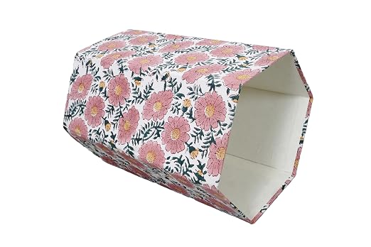 3.3 Gallon Cotton Hand Block Printed Paper Waste Basket |Small Decorative Trash Can for Housewarming Gifts in Living Room, Bedroom, Bathroom | Eco-Friendly, Plastic-Free (1, Green Pink Sun FLOWAR)
