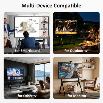 Dornium Smart Board Stand for 55-87 Inch Interactive Whiteboards, Adjustable Rolling TV Stand with 360°Swivel Lockable Wheels, Suitable for Offices, Classrooms, Home and Other Workspaces