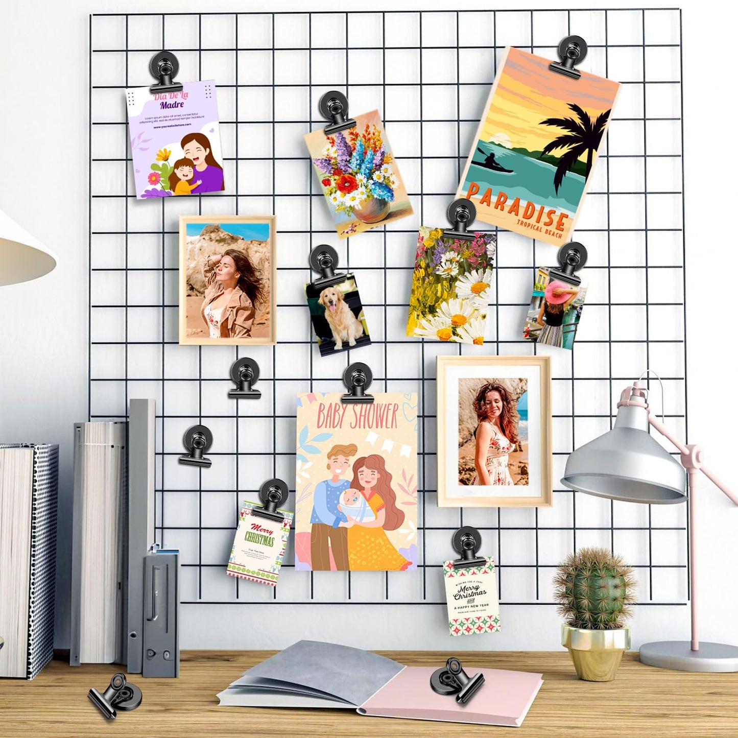 WUDIME 20 Pack Magnetic Clips, Fridge Magnets Refrigerator Magnets, Black Magnet Clips for Whiteboard, Clip Magnets for Photo Displays, Home, Office, Classroom