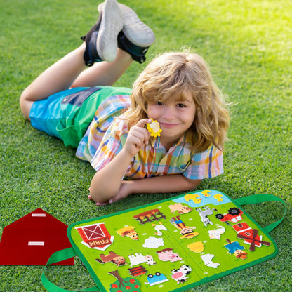 WATINC Travel Felt Board Story Set - 25PCS Portable Felt Board Educational Birthday Gift for Boys & Girls, Themed Storytelling Preschool Early Learning Interactive Play Kit for Toddlers (Farm Animals)