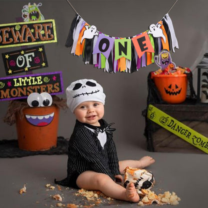 Spooky One Birthday High Chair Banner - Spooky One Birthday Decorations,Halloween First/1st High Chair Banner,Ghost 1st Decor