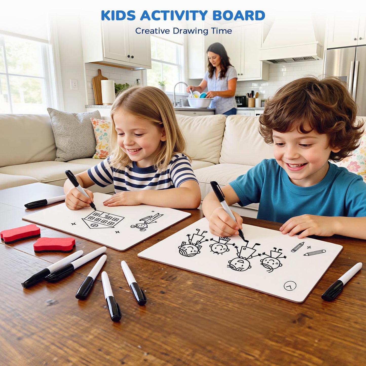 GAMENOTE 6 Pack Small Dry Erase Boards for Kids, 9x12 Double-Sided Lined and Blank Whiteboards with Markers & Erasers, for Classroom and Homeschool Writing Board