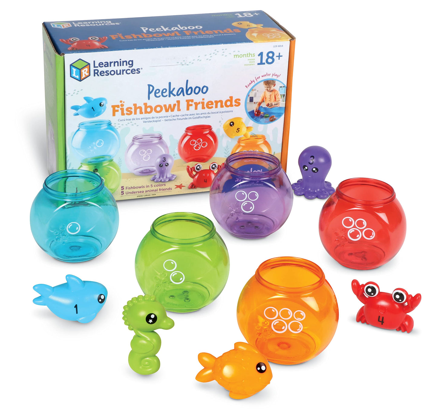 Learning Resources Peekaboo Fishbowl Friends - Counting and Fine Motor Skills, Water and Bathtub Toys, Toddler Games, Preschool Activities, Math Manipulatives, Gifts for Boys and Girls