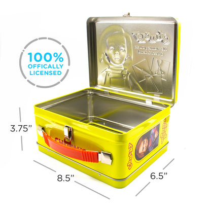 AQUARIUS Chucky Fun Box - Sturdy Tin Storage Box with Plastic Handle & Embossed Front Cover - Officially Licensed Child's Play Merchandise & Collectible Gift for Kids, Teens & Adults