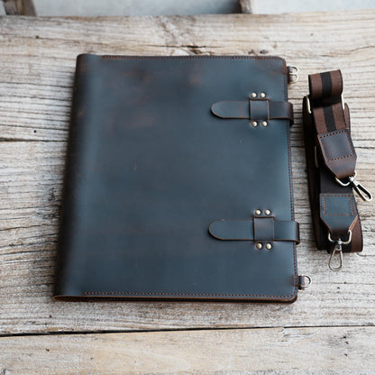 Handmade Leather Sketchbook Cover, Leather Artist Sketch Pad Cover for 9" x 12" Sketchbook, Drawing Book and Pencil Case, Journal Notebook Portfolio, Artis Drawing Gifts (darkbrown)