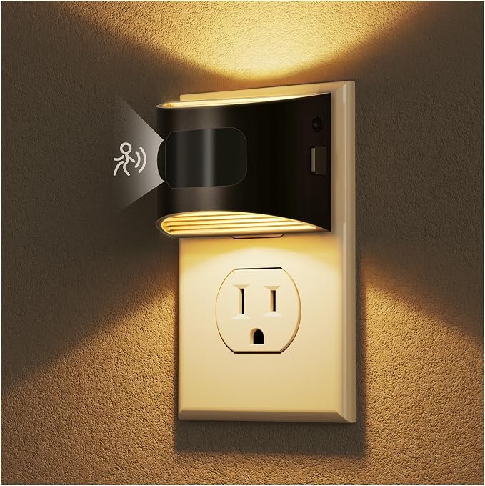 DORESshop LED Night Light[2 Pack], Night Lights Plug into Wall, 3 Mode Plug in Night Light with Motion Sensor, Dusk to Dawn Sensor, Nightlights for Adults, Bedroom, Bathroom, Hallway