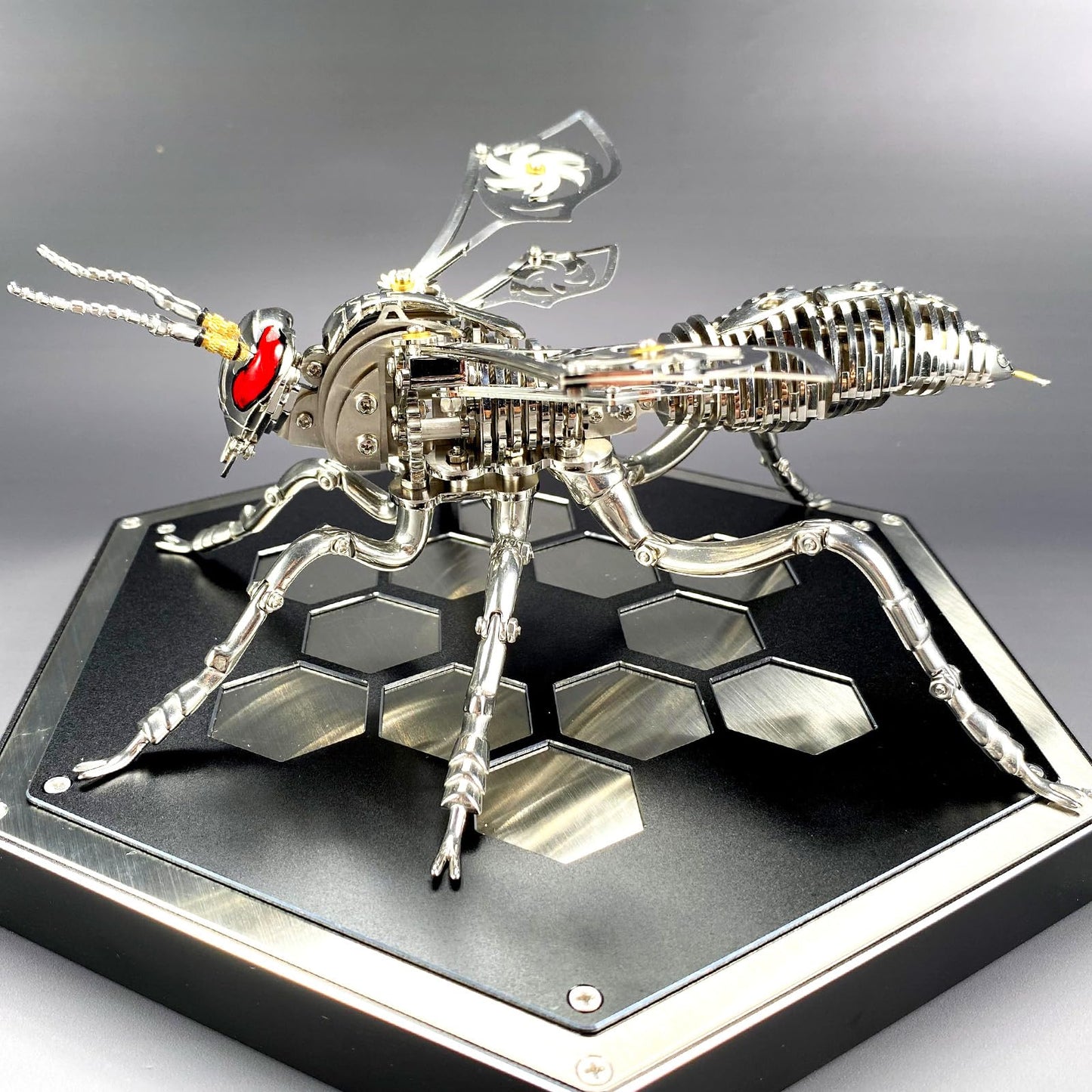 OreilleStar 3D Metal Puzzles for Adults Model Kits of Northern Giant Hornet Mechanical Wasp Building Blocks, Difficult DIY Assembly for Men (3D Metal Wasp-Silver)