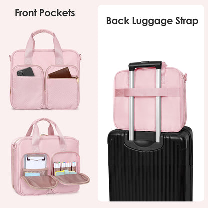 Prokva 3 Ring Zipper Binder, 2 Inch Ring Binder Organizer Bag with Shoulder Strap Fits 13 Inch Laptop and 500 Sheets, Pink (Empty Bag Only)